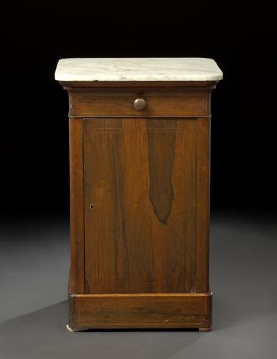 Appraisal: Louis-Philippe Rosewood and Marble-Top Cupboard second quarter th century the