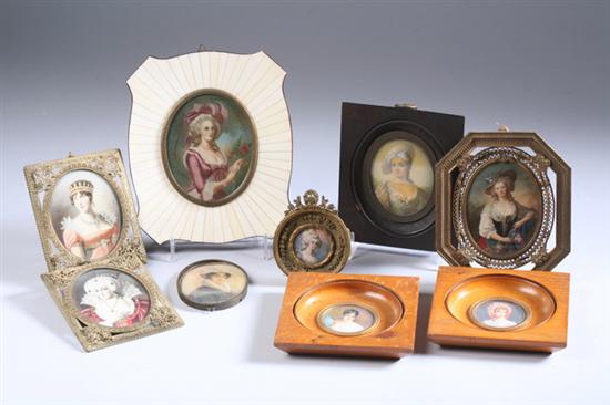 Appraisal: NINE PORTRAIT MINIATURES circa Depicting European royalty ladies in th