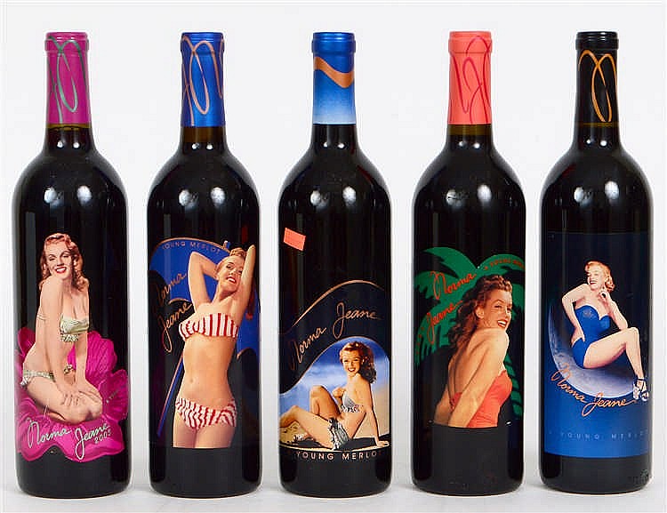 Appraisal: FIVE COLLECTIBE BOTTLES OF NORMA JEAN MERLOTComprising the years and