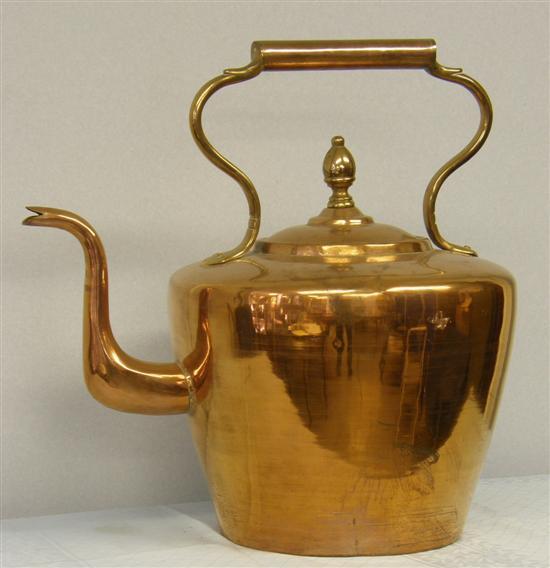 Appraisal: th century large copper kettle h in