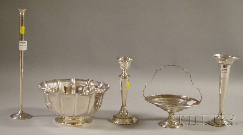 Appraisal: Five Assorted Sterling Silver Articles two weighted vases one Henckel