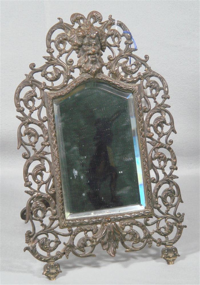 Appraisal: Figural brass bracket mirror Bacchus head design h Estimate -