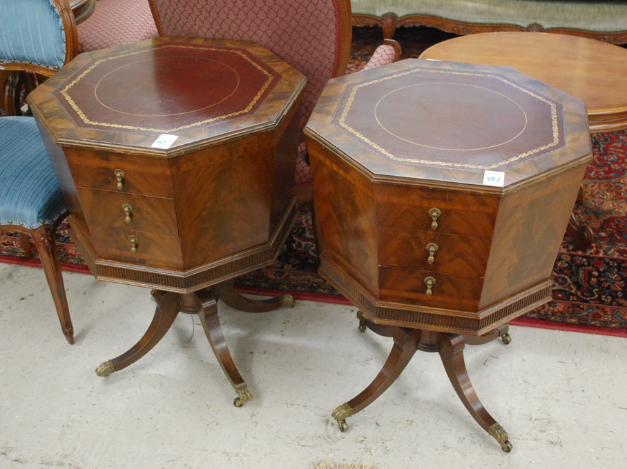 Appraisal: AN UNUSUAL PAIR OF OCTAGONAL FEDERAL STYLE MAHOGANY END TABLES