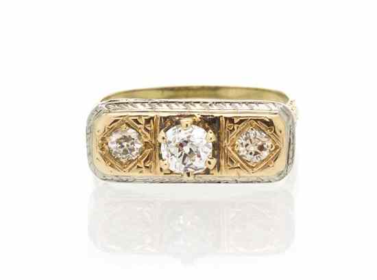 Appraisal: A Karat Yellow Gold and Diamond Ring containing one old