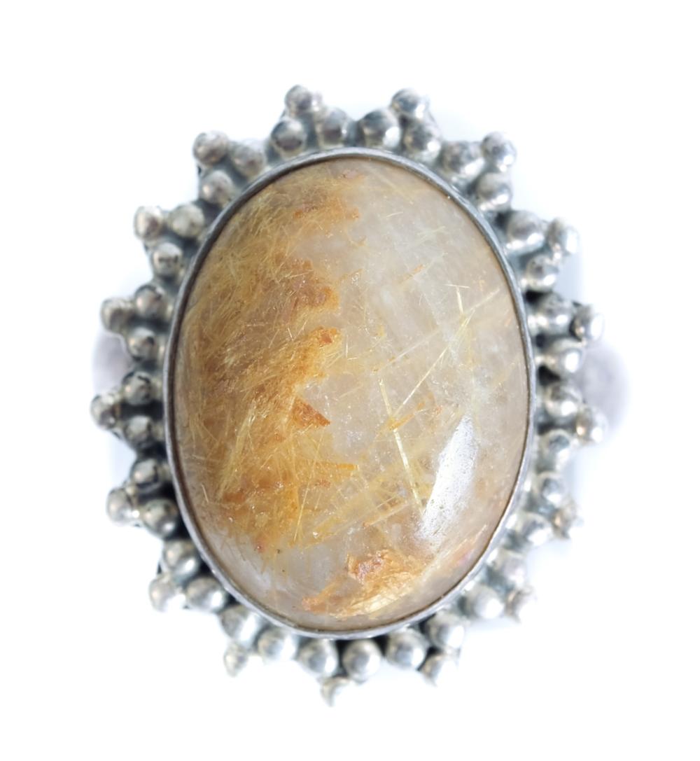 Appraisal: STERLING SILVER RUTILATED QUARTZ RINGSterling silver and rutilated quartz ladies