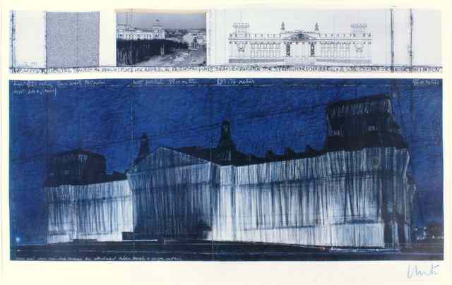 Appraisal: CHRISTO B Wrapped Reichstag Berlin offset poster lithograph signed in