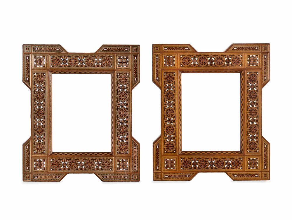 Appraisal: A Pair of Syrian Mosaic Inlaid Mirror Frames A Pair