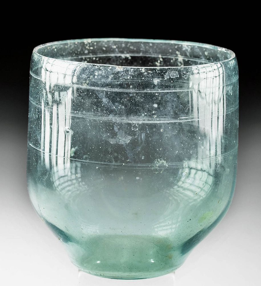 Appraisal: Roman Glass Cup w Incised Detailing Roman Imperial Period ca