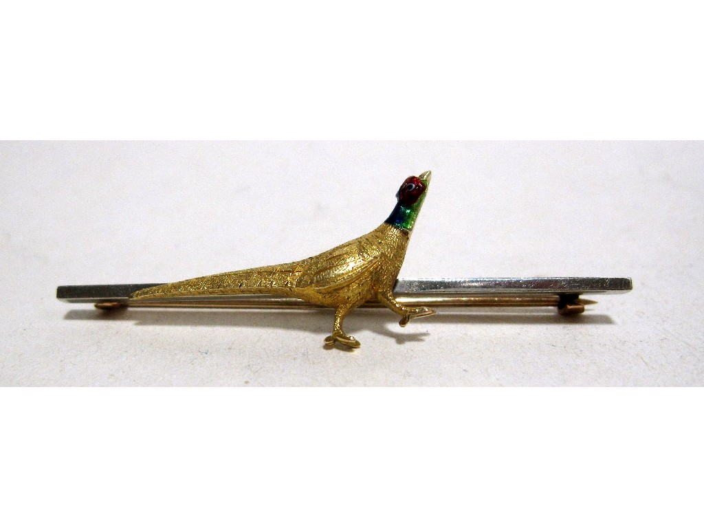 Appraisal: Bi colour metal and enamel grouse bar brooch