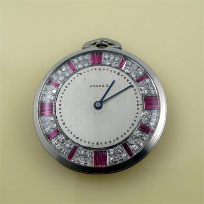 Appraisal: A white gold open face dress pocket watch The plain