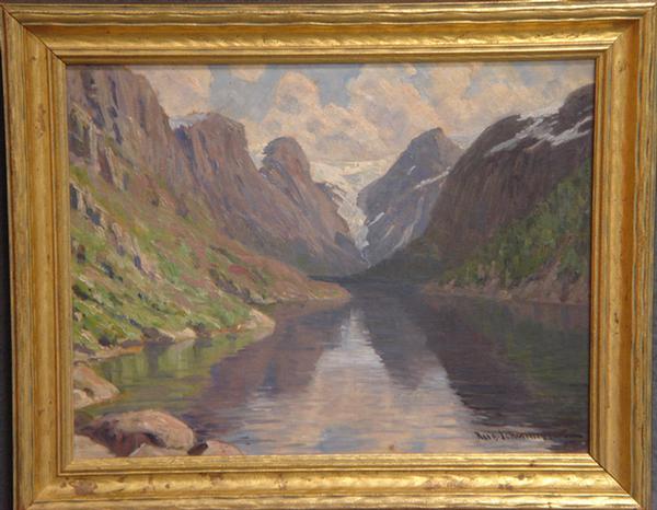 Appraisal: Aug Johannessen Norway th c Olden Nordfjord x oil on