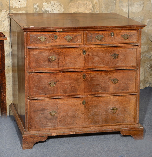 Appraisal: AN EARLY TH CENTURY WALNUT AND FEATHER BANDED CHEST with