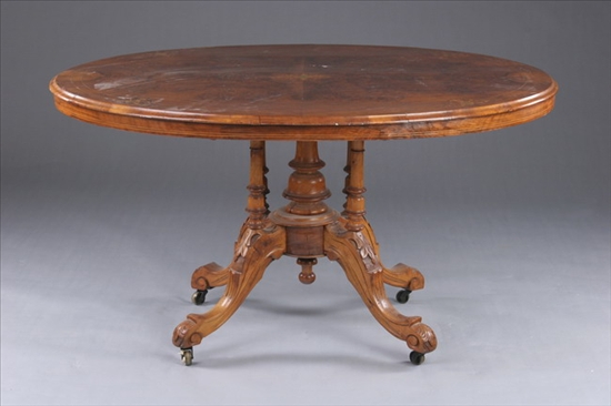 Appraisal: GEORGIAN STYLE TILT-TOP TABLE Mid- th century Projecting oval top