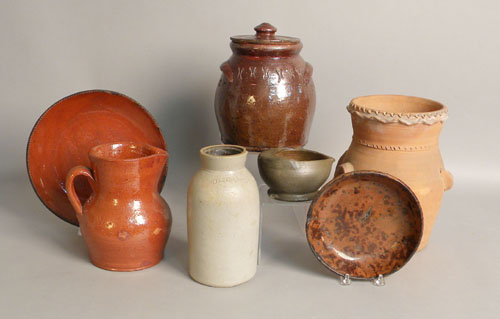 Appraisal: Seven pcs of redware and stoneware th c