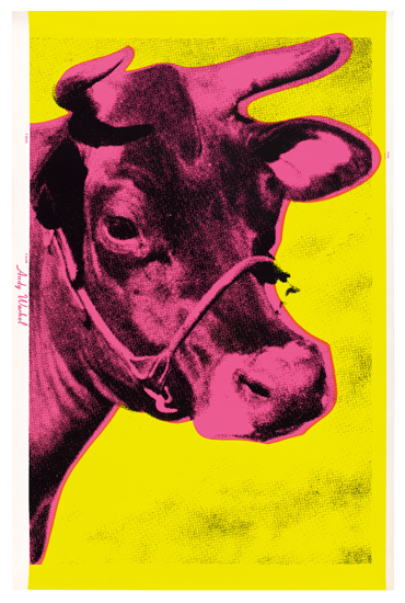 Appraisal: ANDY WARHOL Cow Color screenprint on wallpaper x mm x