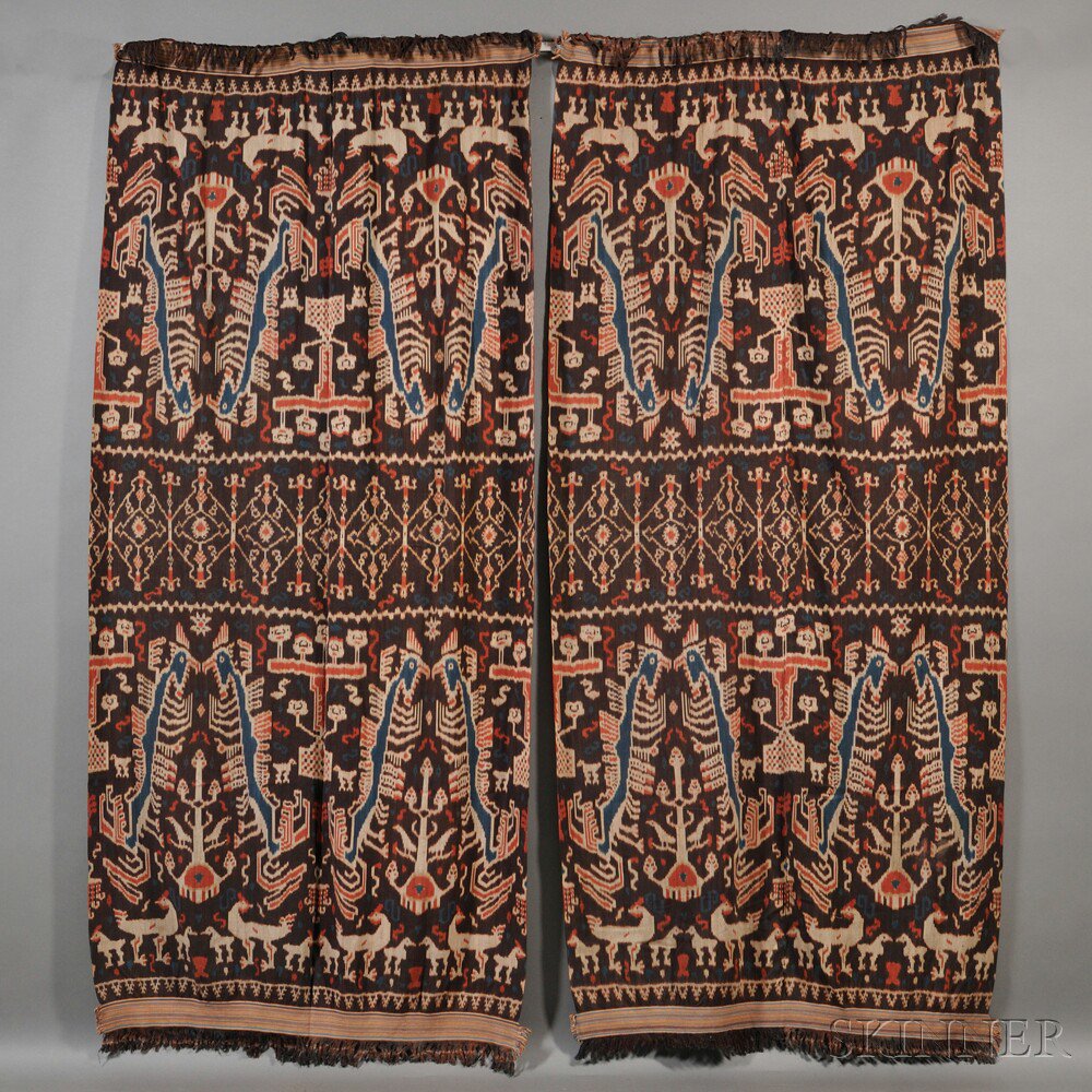 Appraisal: Pair of Ikat Textiles Indonesia possibly a set of hinggi