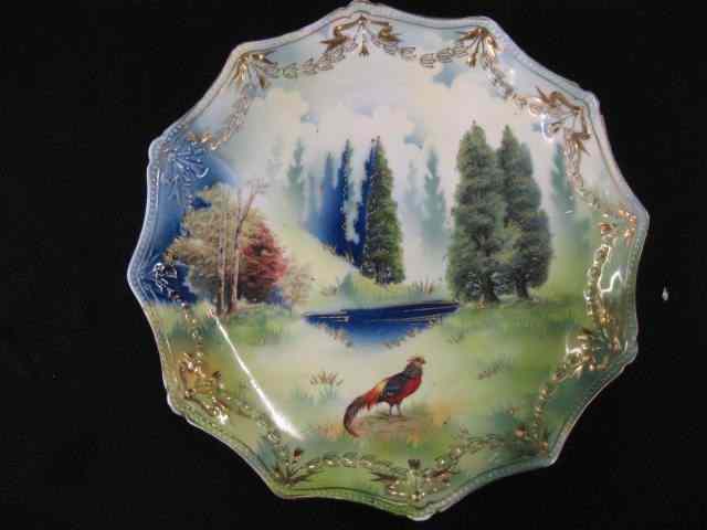 Appraisal: R S Prussia Porcelain Plate with Pheasantby a lake gold