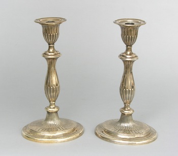 Appraisal: A Pair of Neo-Classical Sterling Silver Candlesticks Marked sterling a