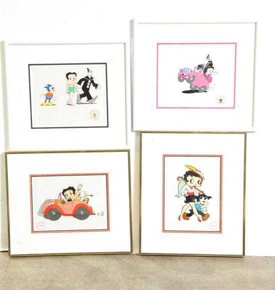 Appraisal: FOUR ANIMATION CELLS Betty Boop in various scenes to h