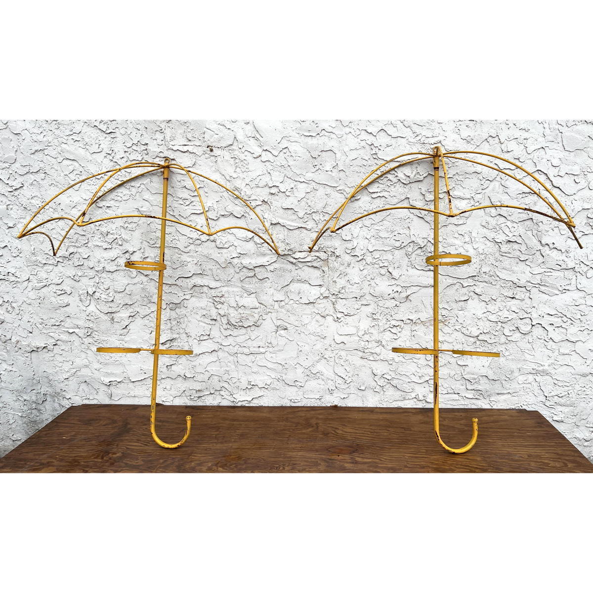 Appraisal: Pr Whimsical yellow umbrella wall planters Dimensions H inches W