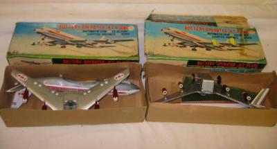 Appraisal: Two Marx battery operated jet planes tin plate construction boxed