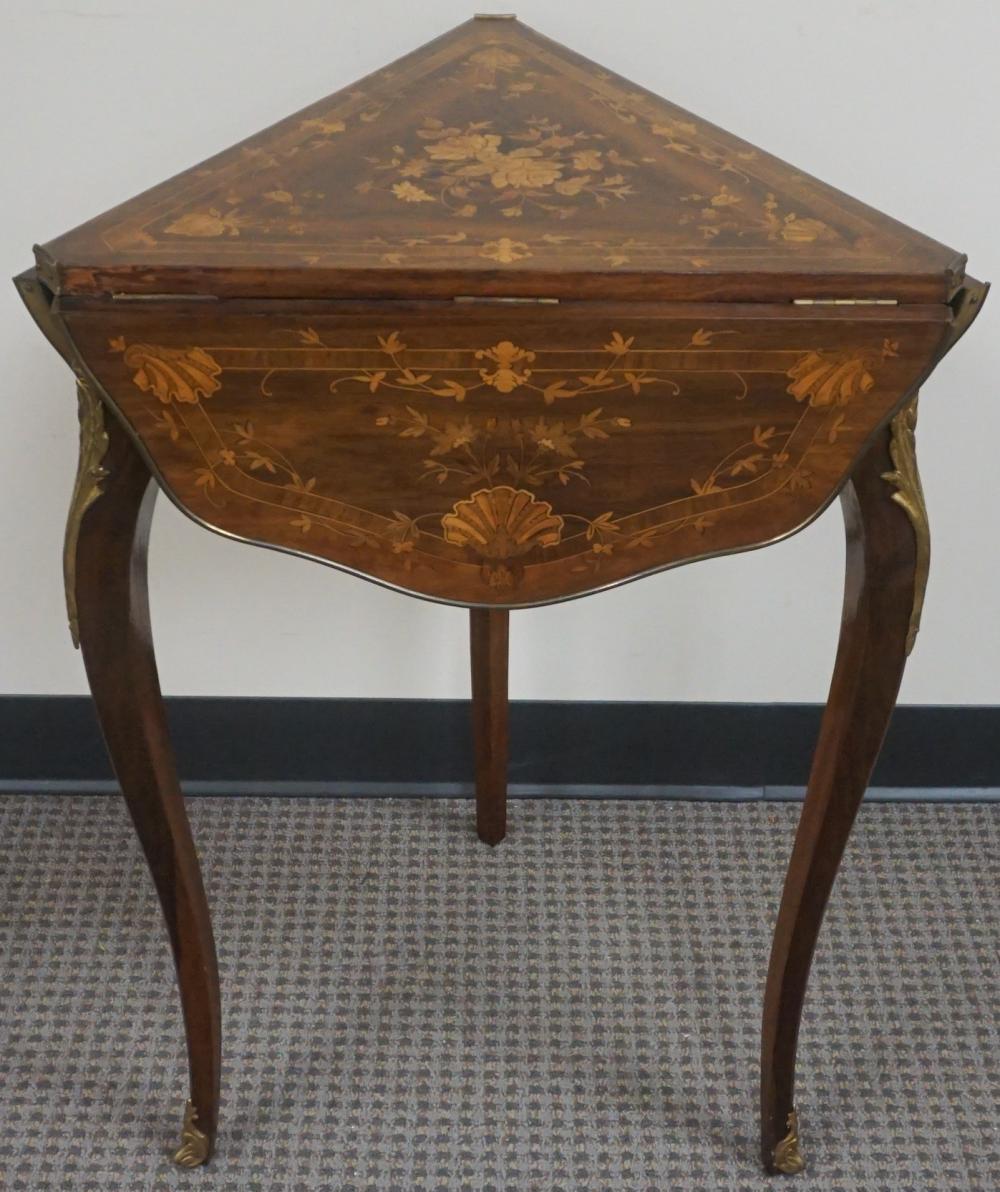 Appraisal: Louis XV Style Satinwood Marquetry and Kingwood Drop-Leaf Handkerchief Table