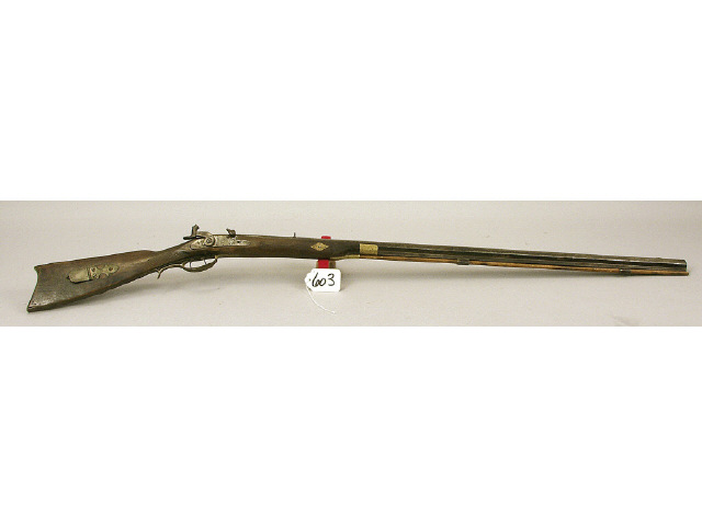 Appraisal: Half stocked Kentucky plains rifle unsigned with double set triggers