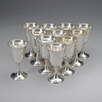 Appraisal: ELEVEN STERLING WATER GOBLETS OT Condition Report