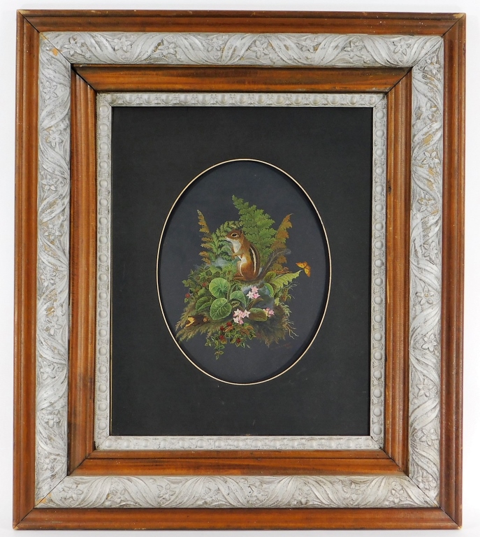 Appraisal: EMMIE LUQUES VICTORIAN CHIPMUNK STILL LIFE United States Dated Victorian-era