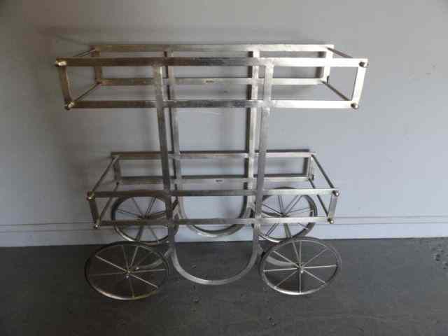 Appraisal: Industrial Style Cart With two tiers and glass shelves From