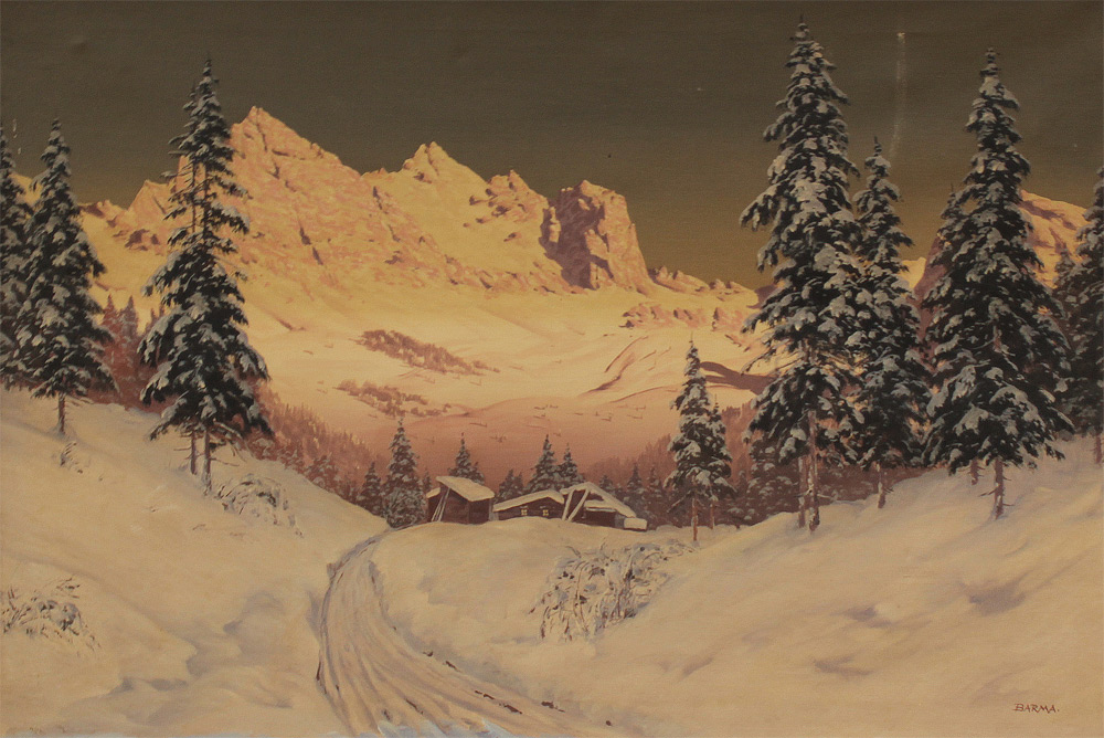 Appraisal: BARMA Hans German-Austrian - Snowy Sunlit Peaks with Chateau Pines