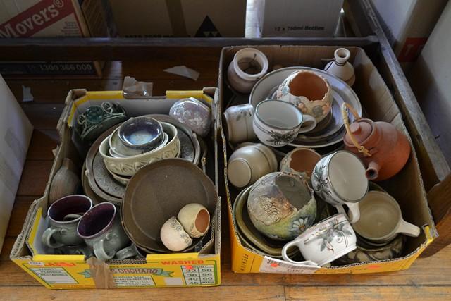 Appraisal: TWO BOXES OF ASSORTED AUSTRALIAN POTTERY ITEMS INCL BOWLS PLATES