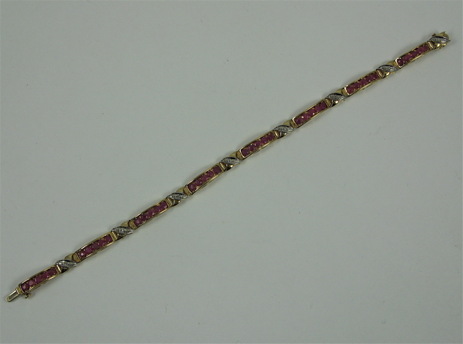 Appraisal: RUBY DIAMOND AND K GOLD BRACELET in length and set