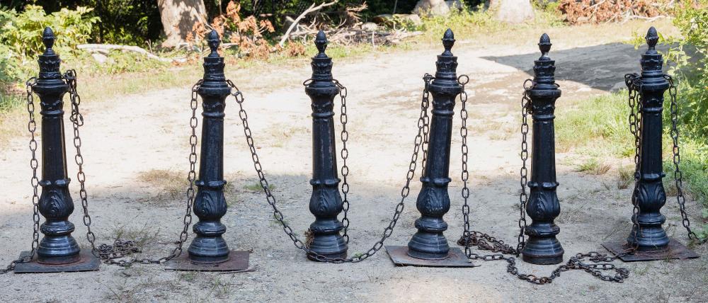 Appraisal: SET OF SIX CAST IRON POSTS EARLY TO MID- TH