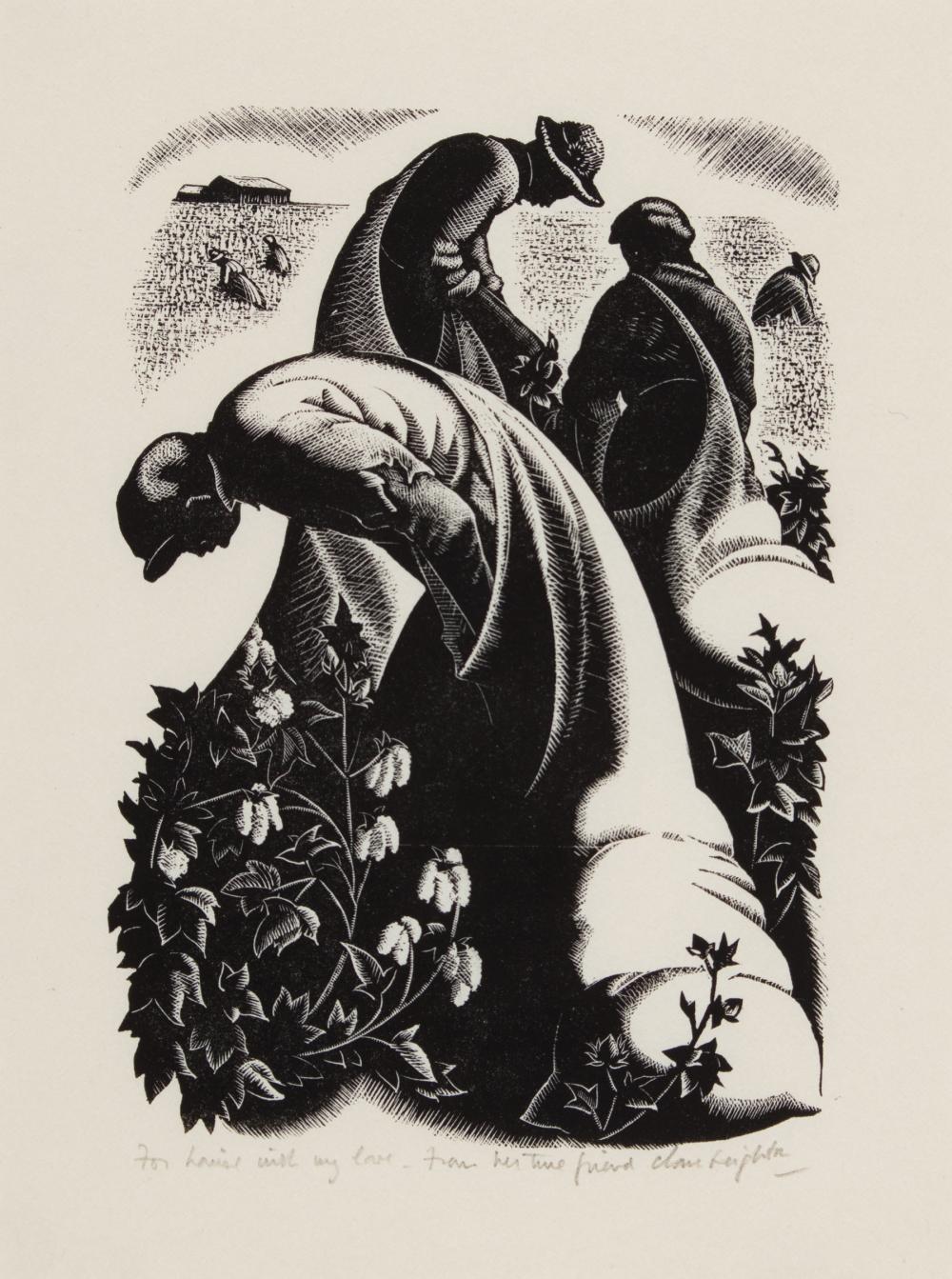 Appraisal: Clare Veronica Hope Leighton British American - Cotton Pickers woodblock