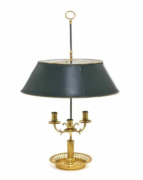 Appraisal: An Empire Style Gilt Bronze Three-Light Bouillotte Lamp having a