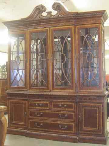 Appraisal: CHIPPENDALE STYLE MAHOGANY BREAKFRONT CHINA HUTCH Universal Furniture Co in