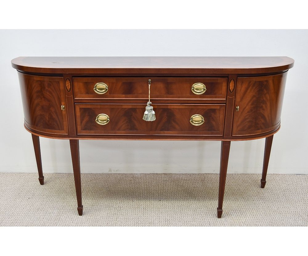 Appraisal: Hekman Hepplewhite Style Inlaid Sideboard Hekman Hepplewhite style mahogany inlaid