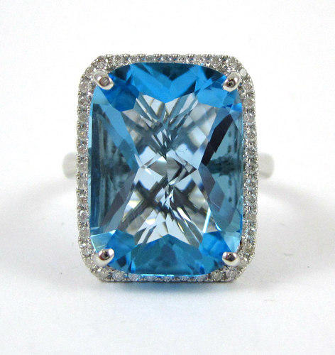 Appraisal: BLUE TOPAZ DIAMOND AND WHITE GOLD RING The k white