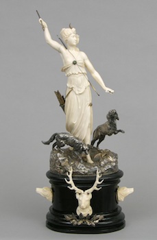 Appraisal: A Rare Carved Ivory and Silver Sculpture of Diana and