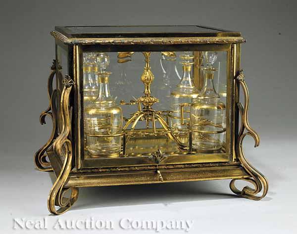 Appraisal: A French Gilt Bronze and Beveled Glass Cave Liqueur th