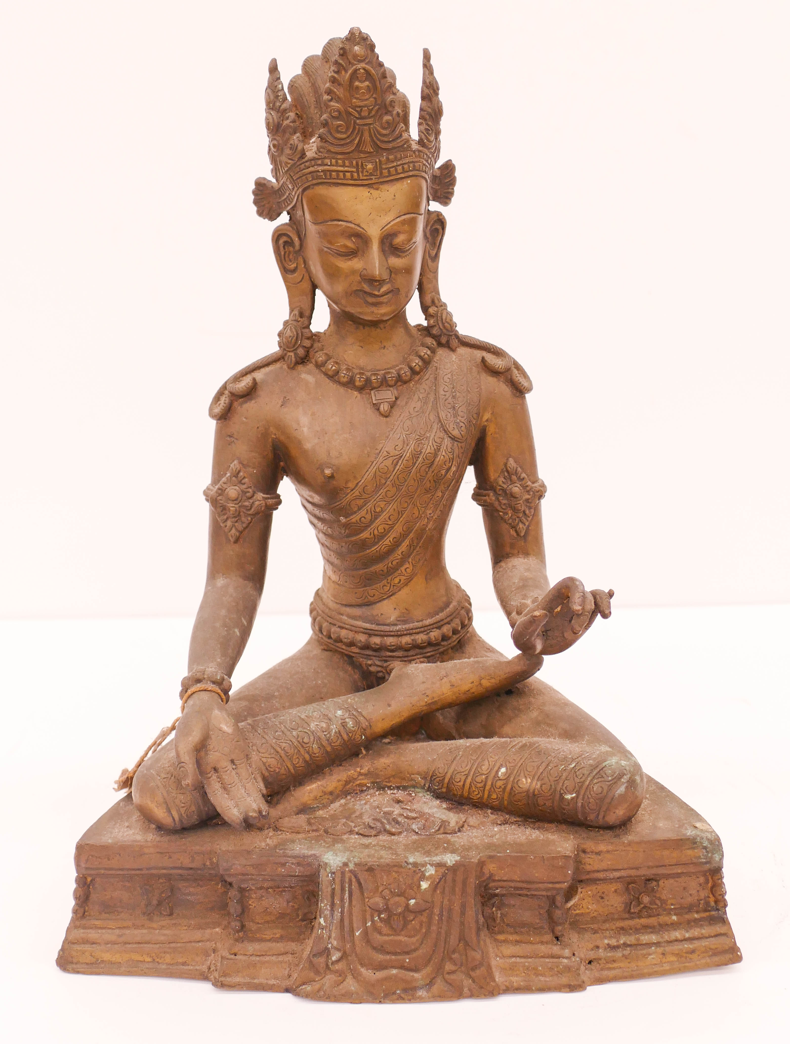 Appraisal: Old Nepalese Seated Bronze Tara ''x '' Seated crowned tara