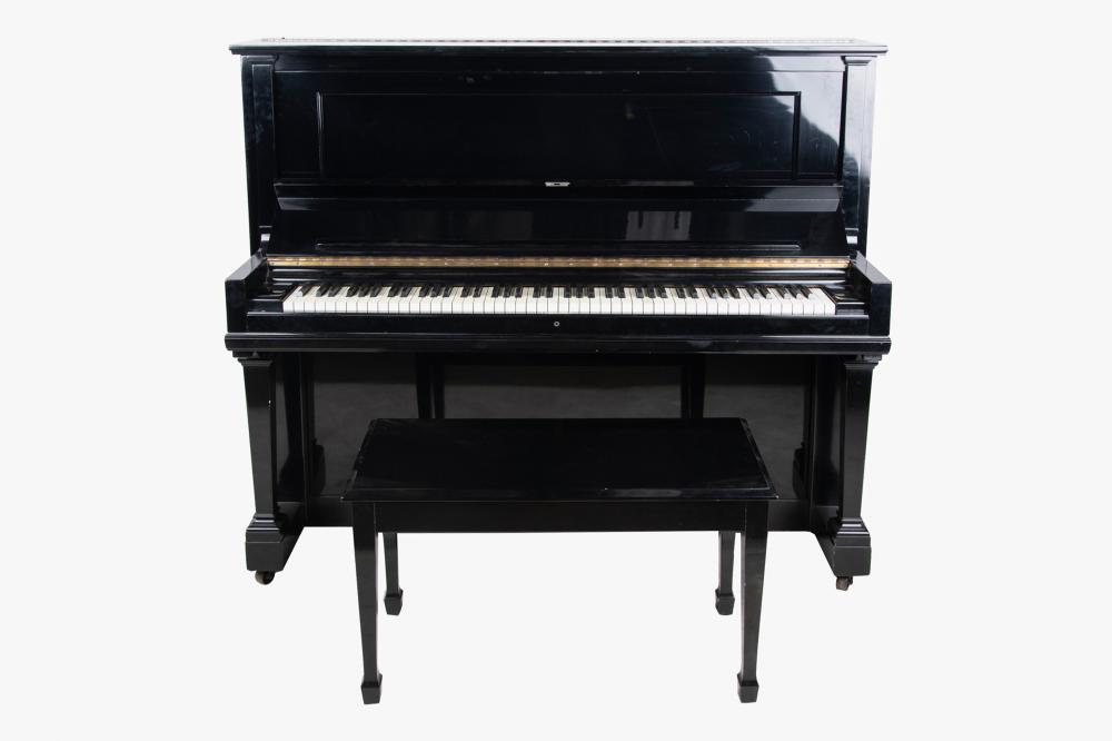 Appraisal: STEINWAY SONS EBONY UPRIGHT PIANOmodel K serial number with bench