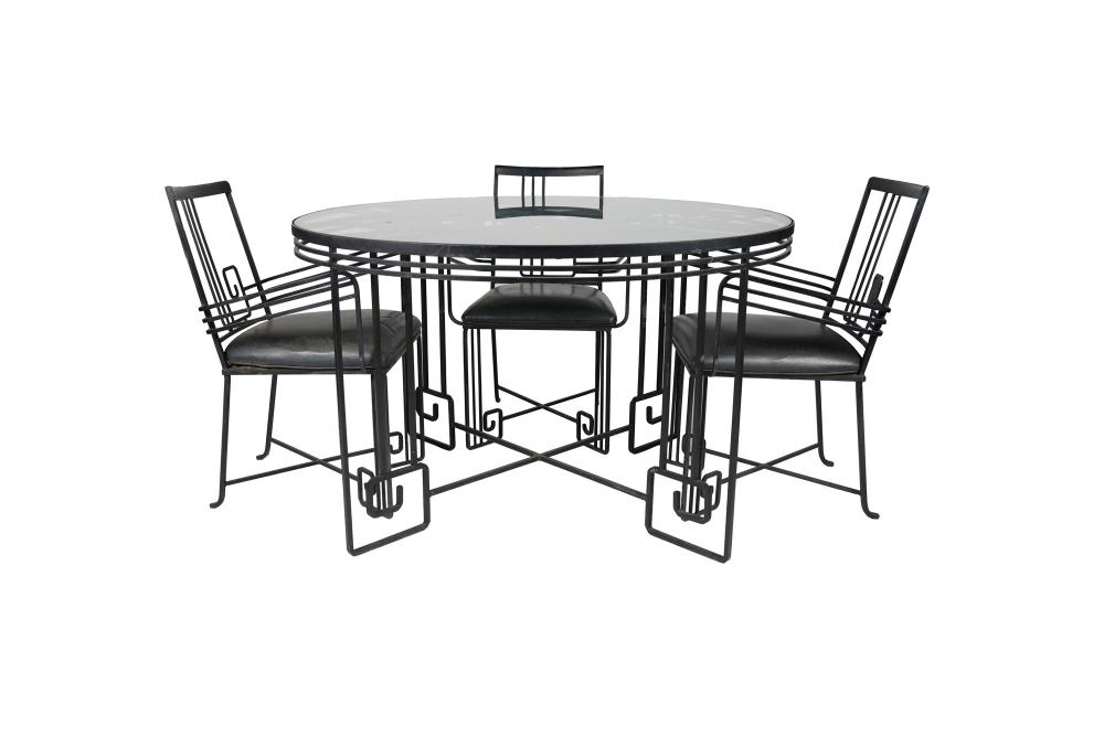 Appraisal: ART DECO STYLE PATIO SETcomprising a table and four chairs