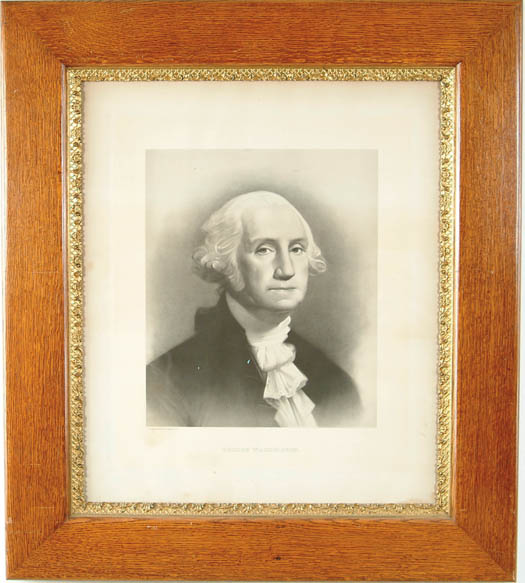 Appraisal: FRAMED BLACK AND WHITE ENGRAVING OF GEORGE WASHINGTON Marked Copyright