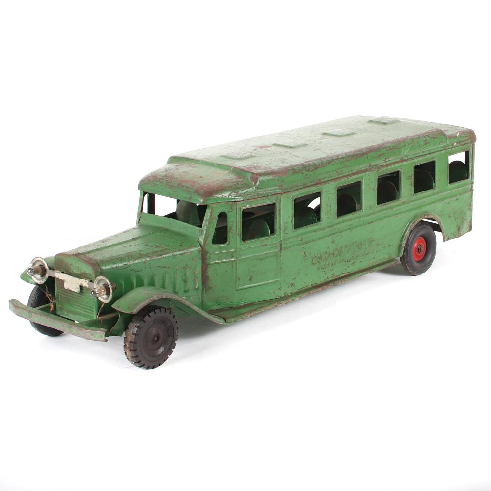 Appraisal: COR-COR TOYS WASHINGTON INDIANA LARGE PRESSED STEEL GREEN TOY BUS