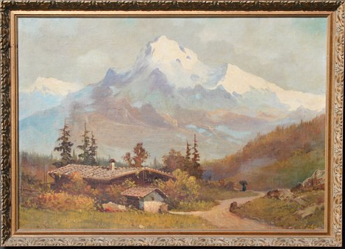 Appraisal: ALPINE LANDSCAPE WITH CHALET OIL C B unsigned '' x