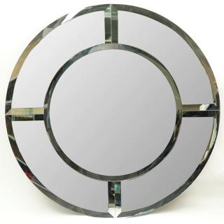 Appraisal: Late th Century Karl Springer Style Saturn Beveled Mirror Good