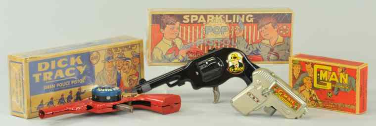 Appraisal: LOT OF THREE TOY PISTOLS All boxed includes Dick Tracy