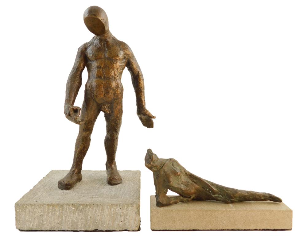 Appraisal: Two bronze sculptures larger by Victor Salmones Mexican - standing